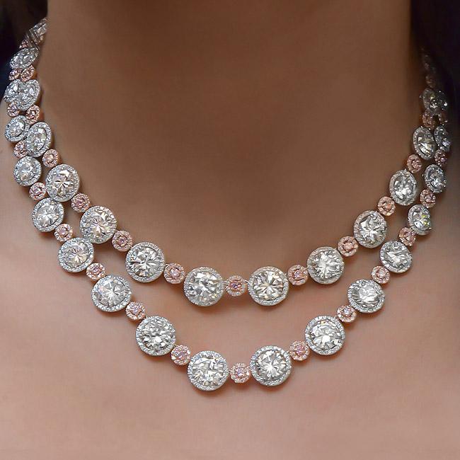 cellini Fancy Pink and White Diamond Necklace