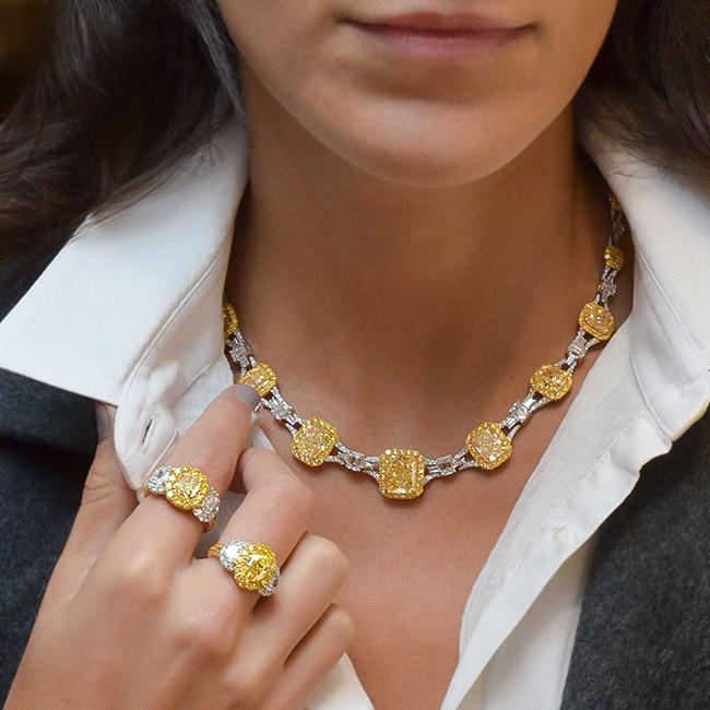 cellini Fancy Yellow and White Diamond Necklace