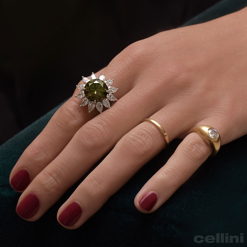 cellini Fancy Yellow-Green Diamond Ring