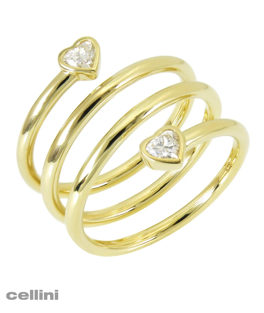 cellini Four Row Yellow Gold Heart Ring