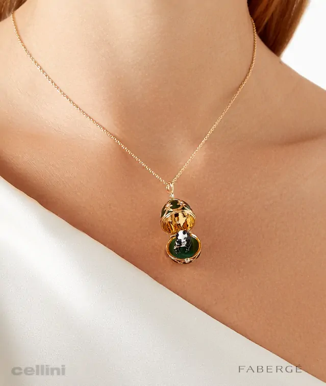 Cellini Guilloché Enamel Panda Surprise Locket