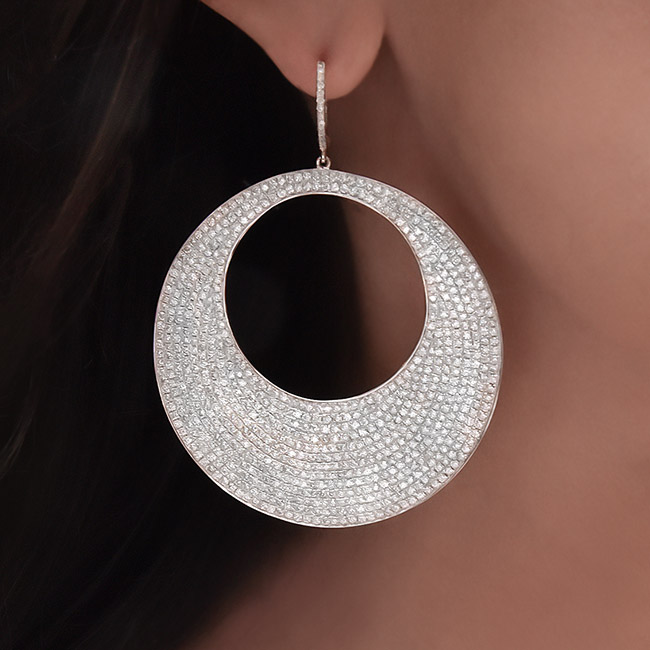 cellini Micro-Pavé Diamond Round Hoop Earrings