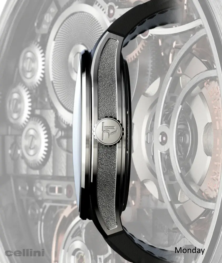 Cellini Monday -Grained Silver -White Gold