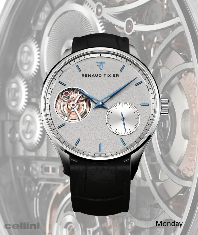 Cellini Monday -Grained Silver -White Gold