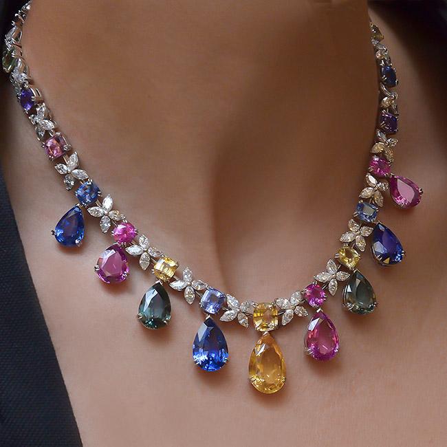 cellini Multi-Color Sapphire and Diamond Necklace