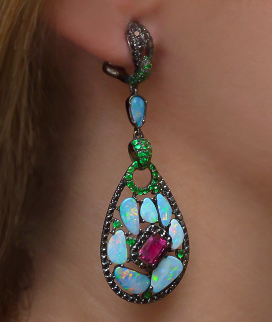 cellini Opal and Tourmaline Earrings