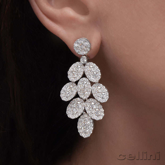 cellini Pavé Diamond Oval Drop Earrings