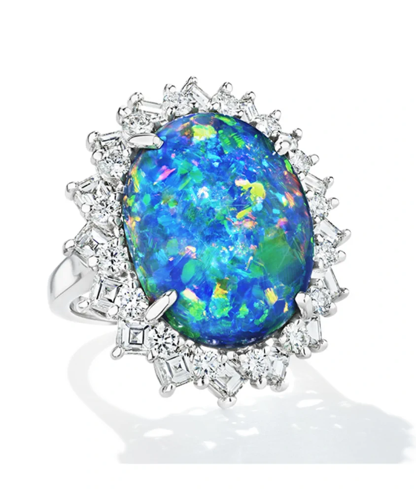 cellini Platinum Black Opal Diamond Ring