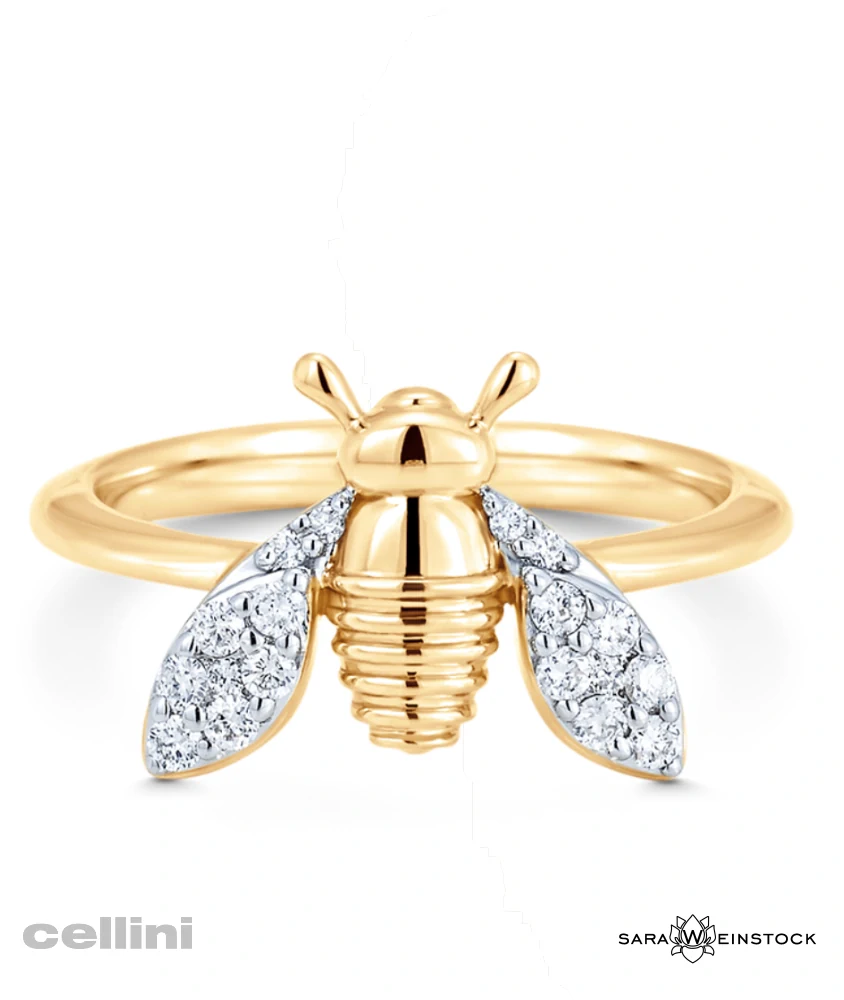 Cellini Queen Bee Yellow Gold Diamond Pinky Ring