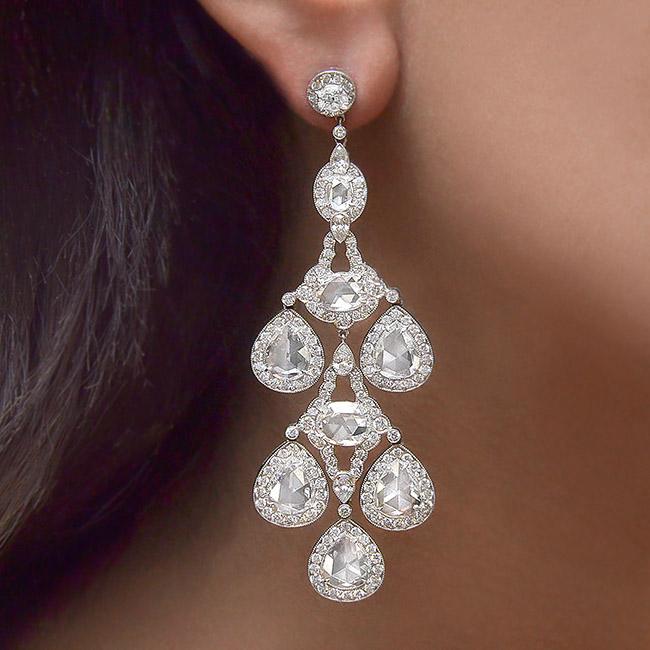 cellini Rose-Cut Chandelier Drop Earrings