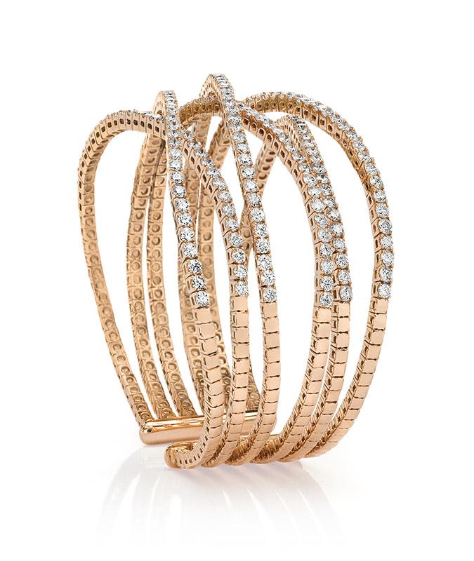 cellini Rose Gold Diamond Crossover Cuff Bracelet