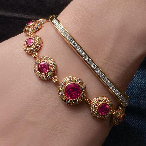 cellini Rubelite and Multi-Color Sapphire Bracelet
