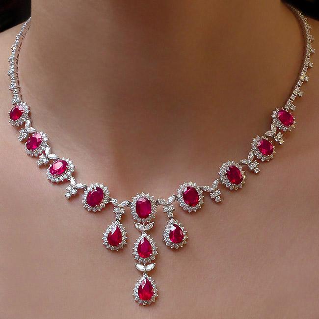 cellini Ruby and Diamond Drop Necklace