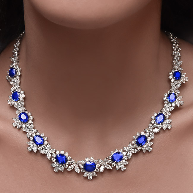 cellini Sapphire and Diamond Cluster Necklace