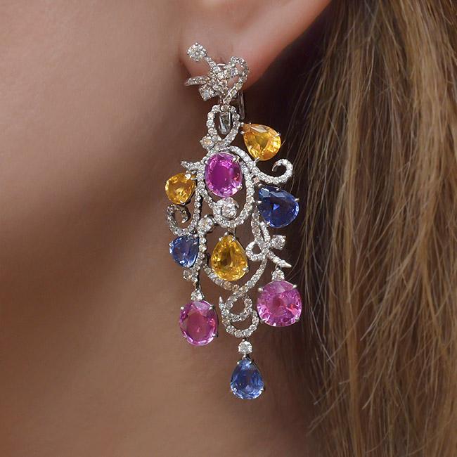 cellini Sapphire Swirl Drop Earrings