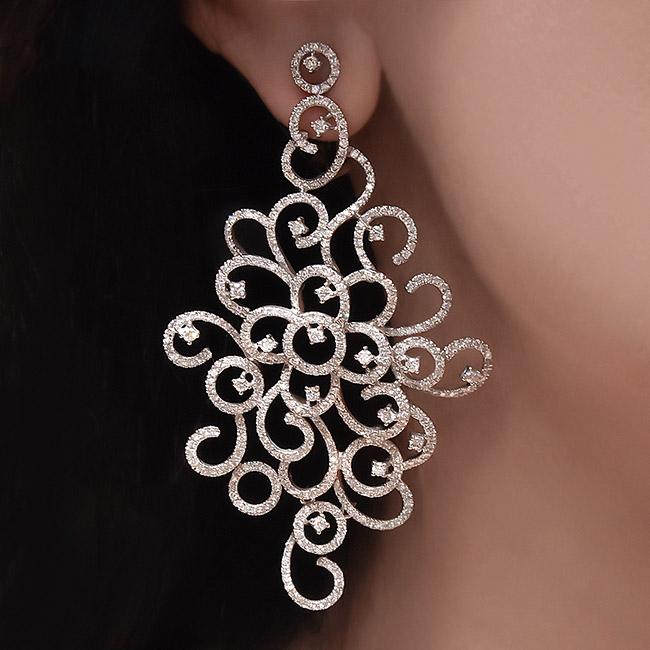 cellini Swirly Openwork Diamond Earrings