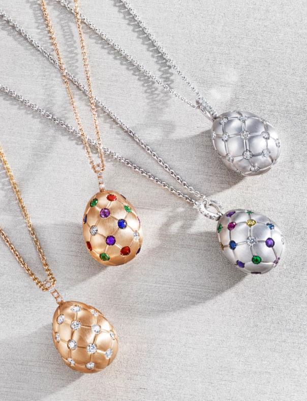 cellini Treillage Diamond Rose Gold Matte Pendant