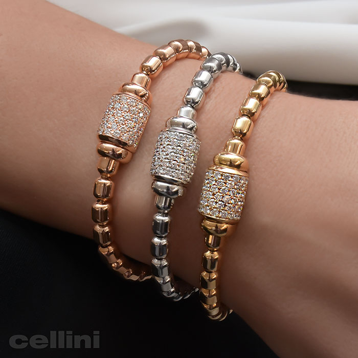 cellini Tubular Rose Gold Stretch Bracelet