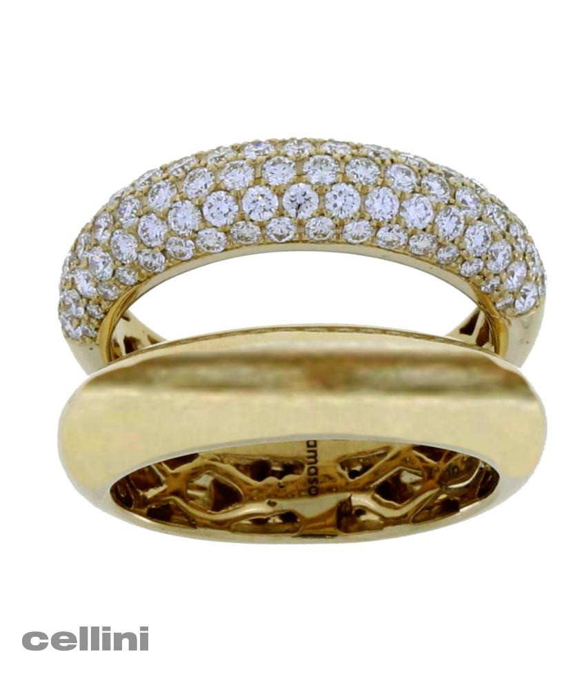 cellini Two Row Yellow Gold and Diamond Ring