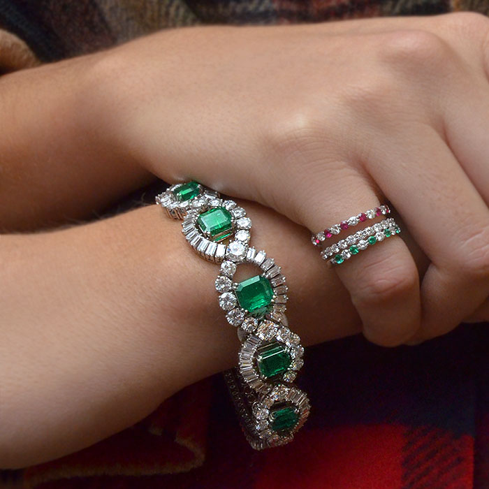 Cellini Vintage Emerald And Diamond Bracelet