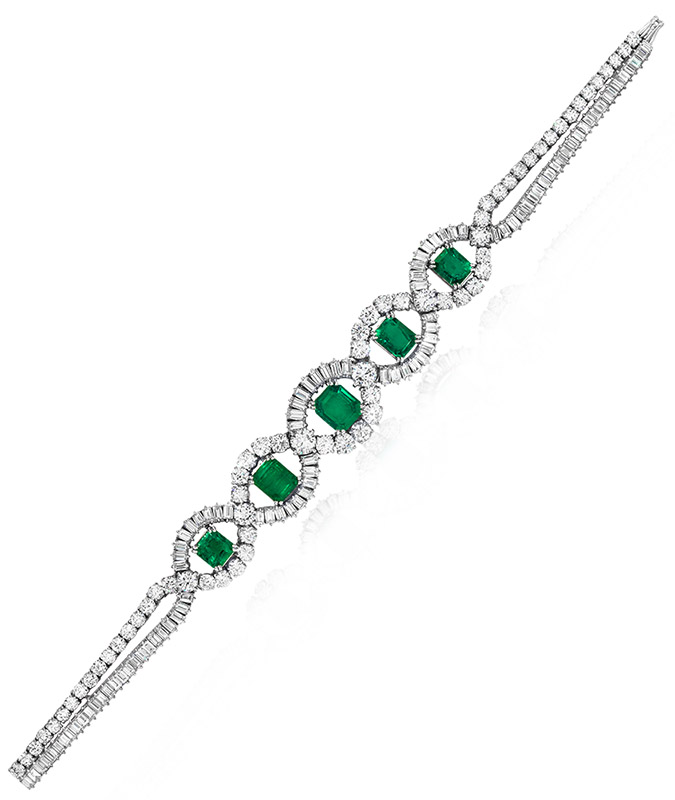 cellini Vintage Emerald and Diamond Bracelet