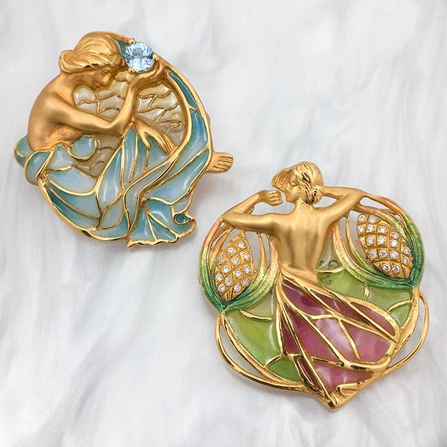 cellini Water Nymph Circle Brooch/Pendant