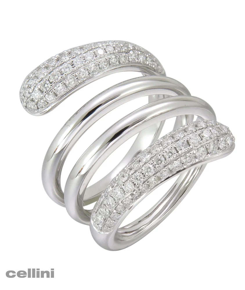 cellini White Gold Diamond Spiral Ring