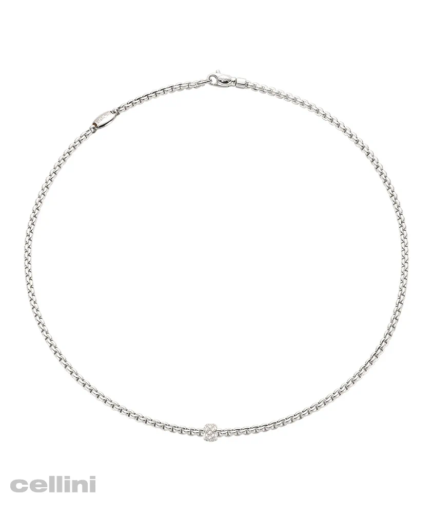 cellini White Gold Necklace With Diamond Rondelle