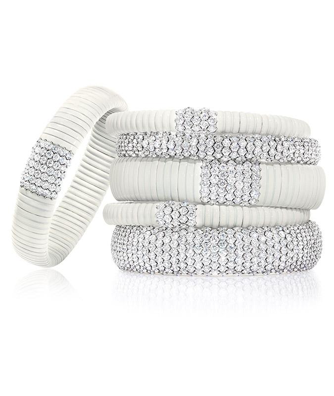 cellini Wide Stretch White Ceramic Bracelet