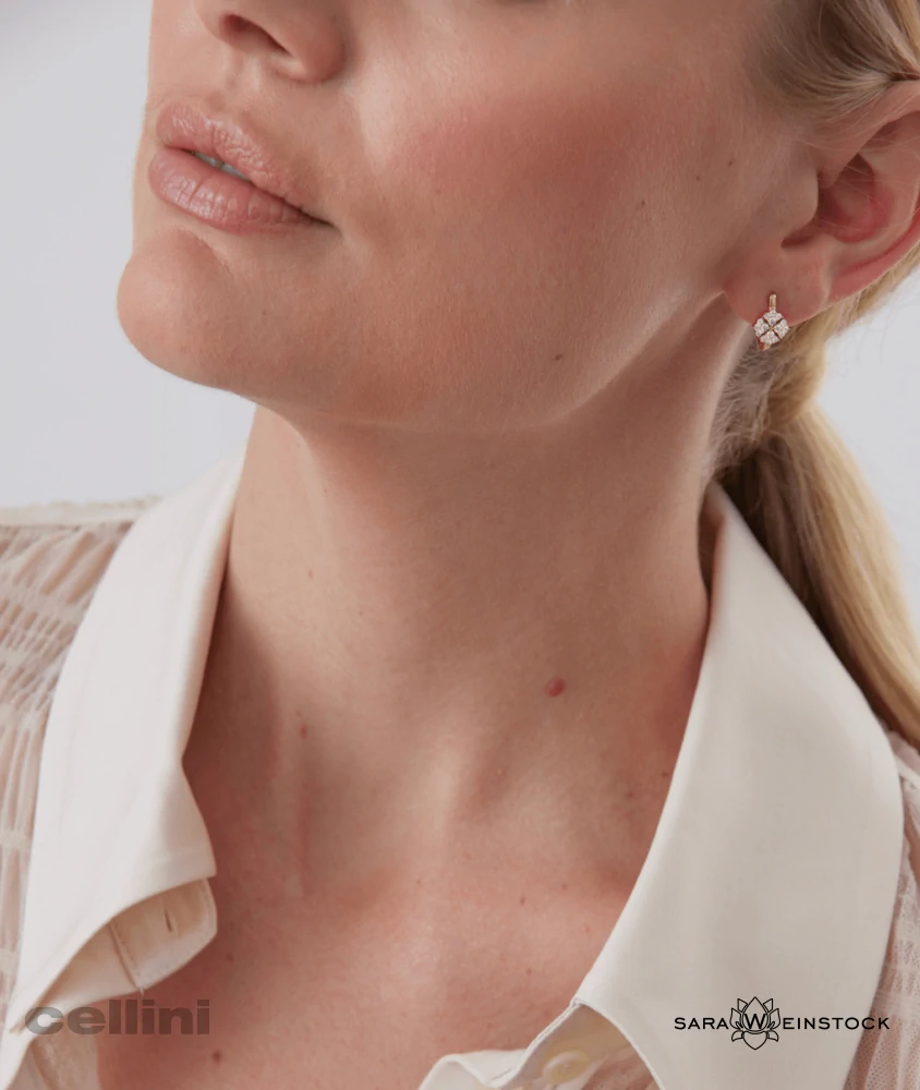 cellini Yellow Gold And Diamond Huggie Earrings