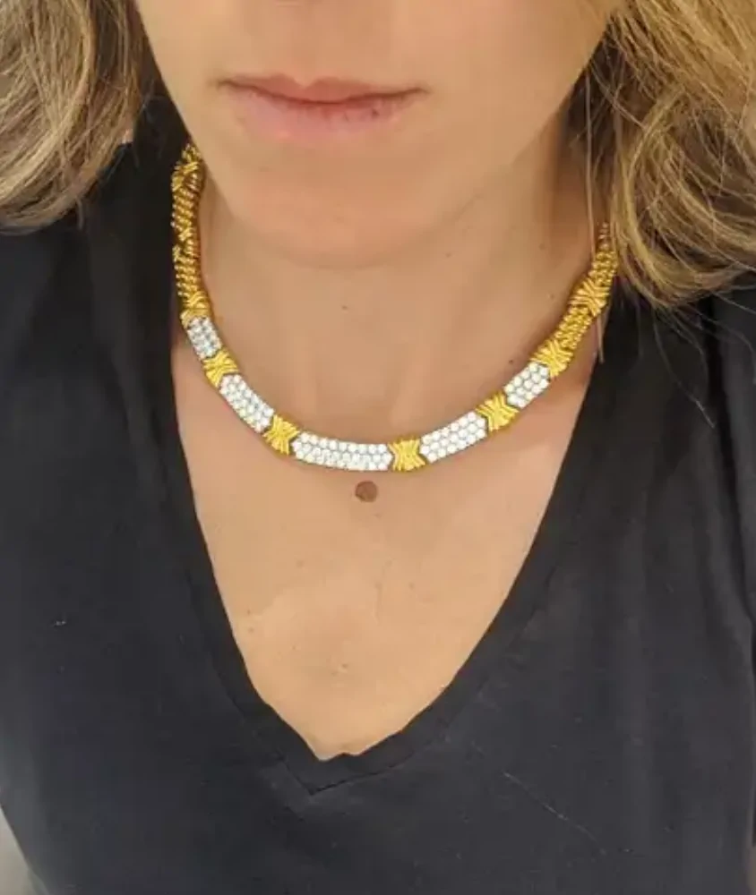 Cellini Yellow Gold And Platinum Diamond Necklace