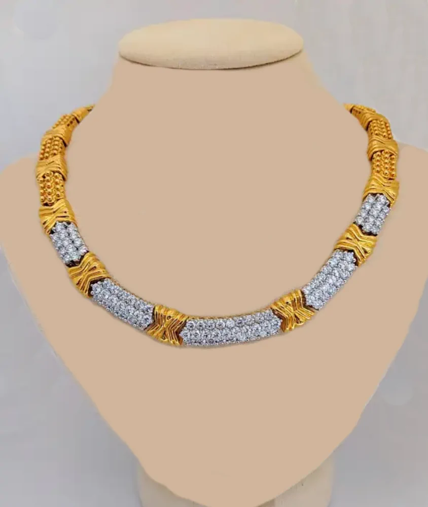 cellini Yellow Gold and Platinum Diamond Necklace