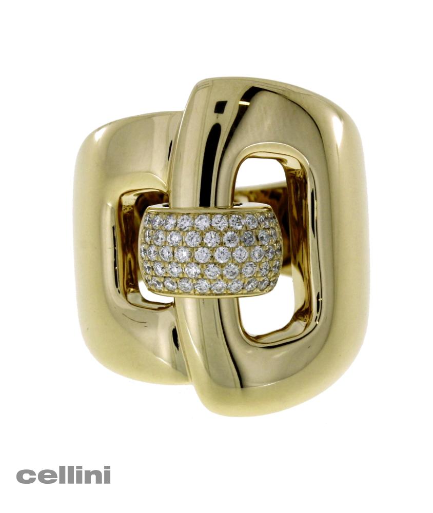cellini Yellow Gold Buckle Ring Diamond