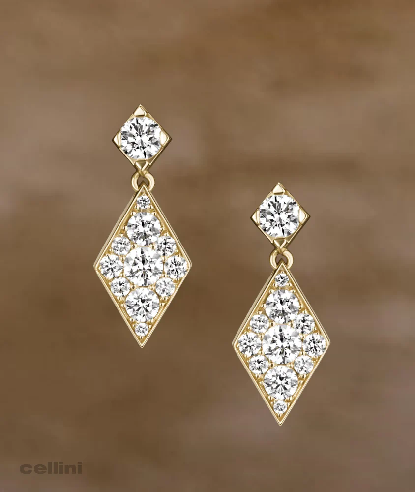 Cellini Yellow Gold Mini Diamond Drop Earrings