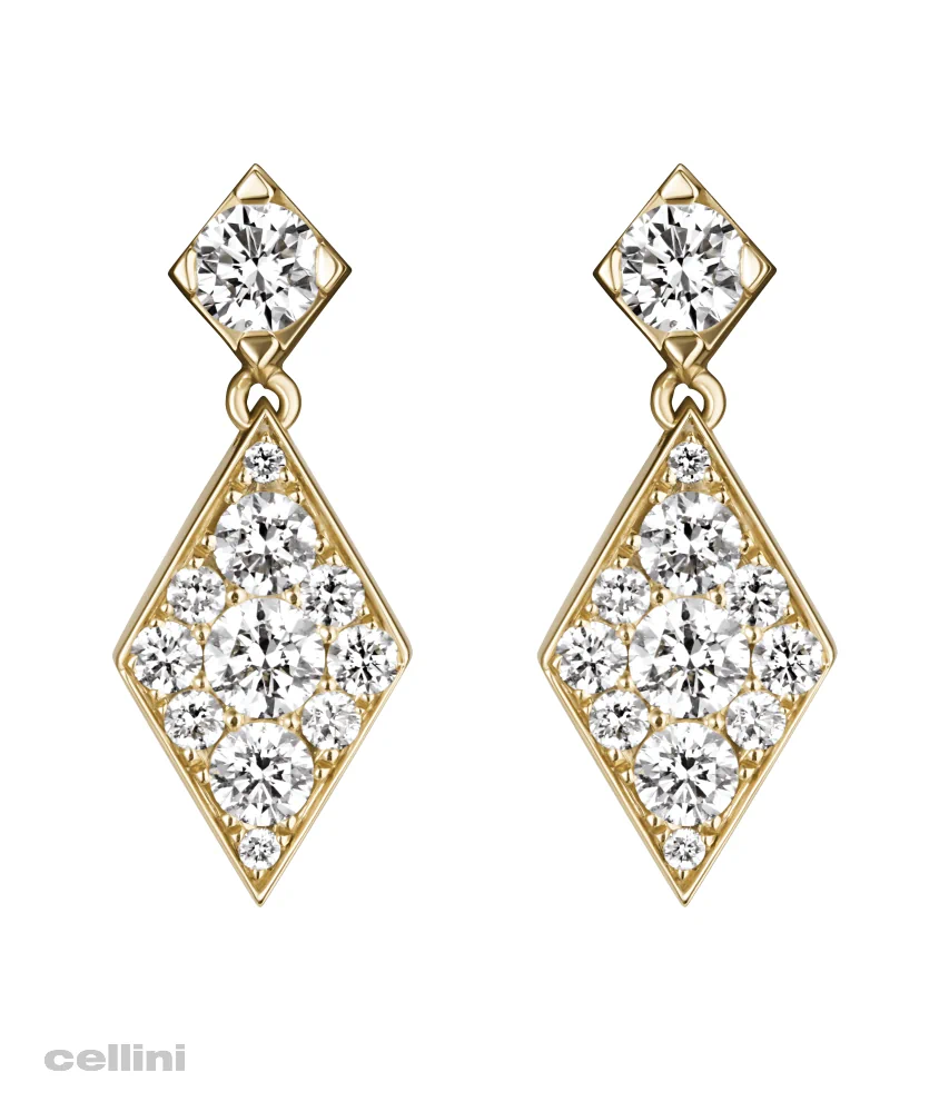 cellini Yellow Gold Mini Diamond Drop Earrings