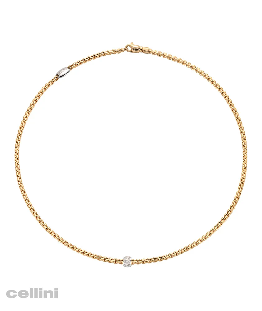 cellini Yellow Gold Necklace With Diamond Rondelle