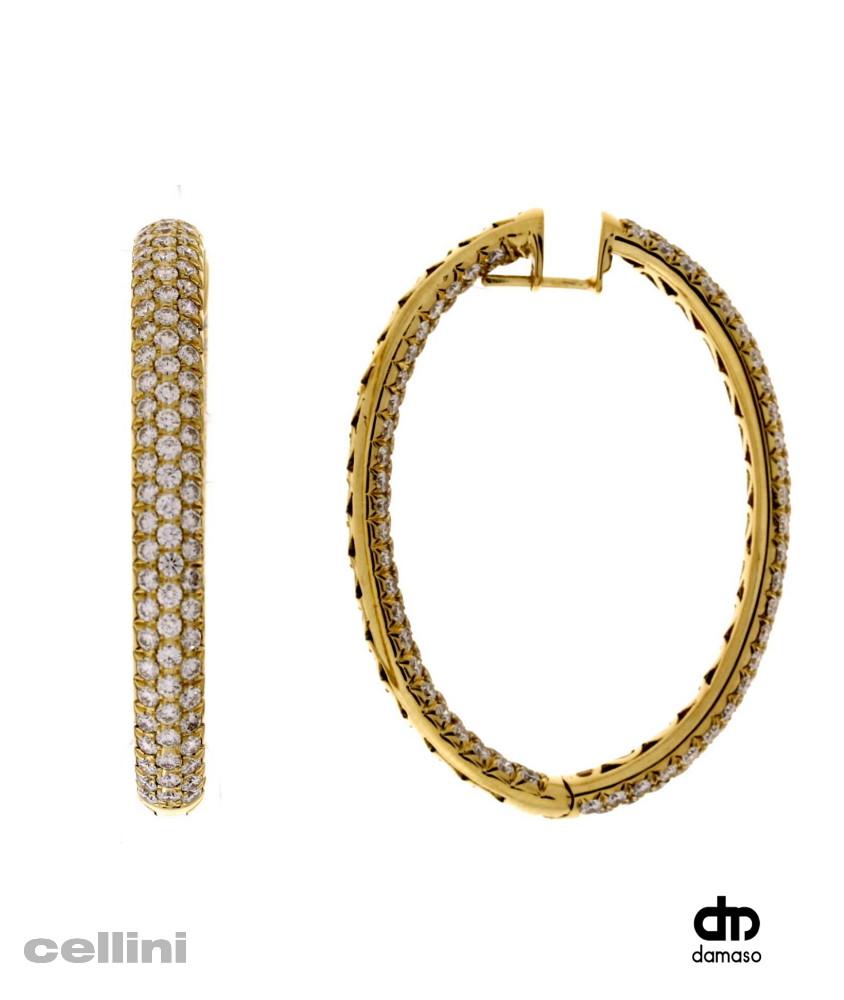 cellini Yellow Gold Pavé Oval Hoop Earring