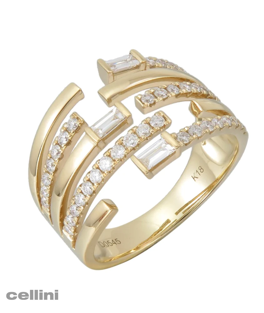 cellini Yellow Gold Split Shank Diamond Ring