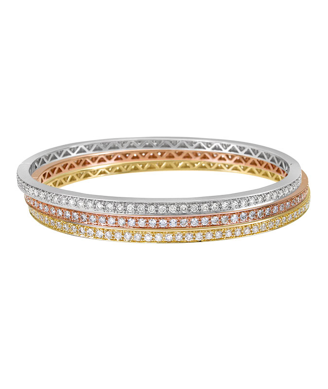 cellini Yellow Gold Stackable Bangle with Diamonds
