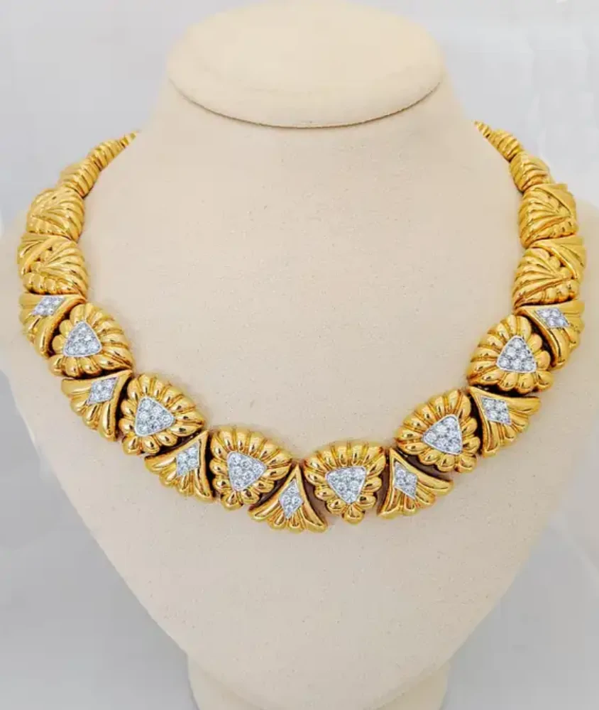 Cellini Chaavae Platinum And Yellow Gold Diamond Collar Necklace