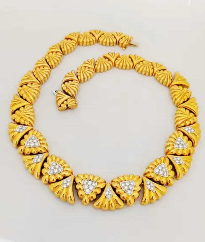 cellini Chaavae Platinum and Yellow Gold Diamond Collar Necklace