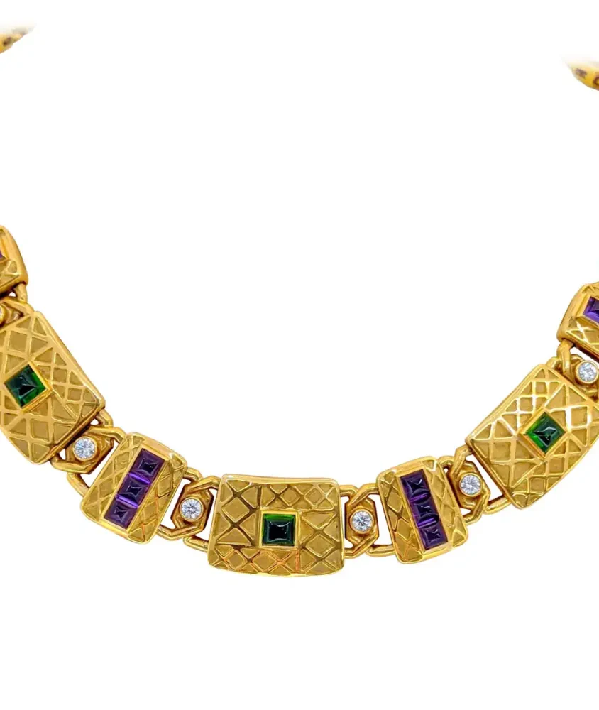 cellini Charles Turi Yellow Gold Diamond & Semi Precious Necklace