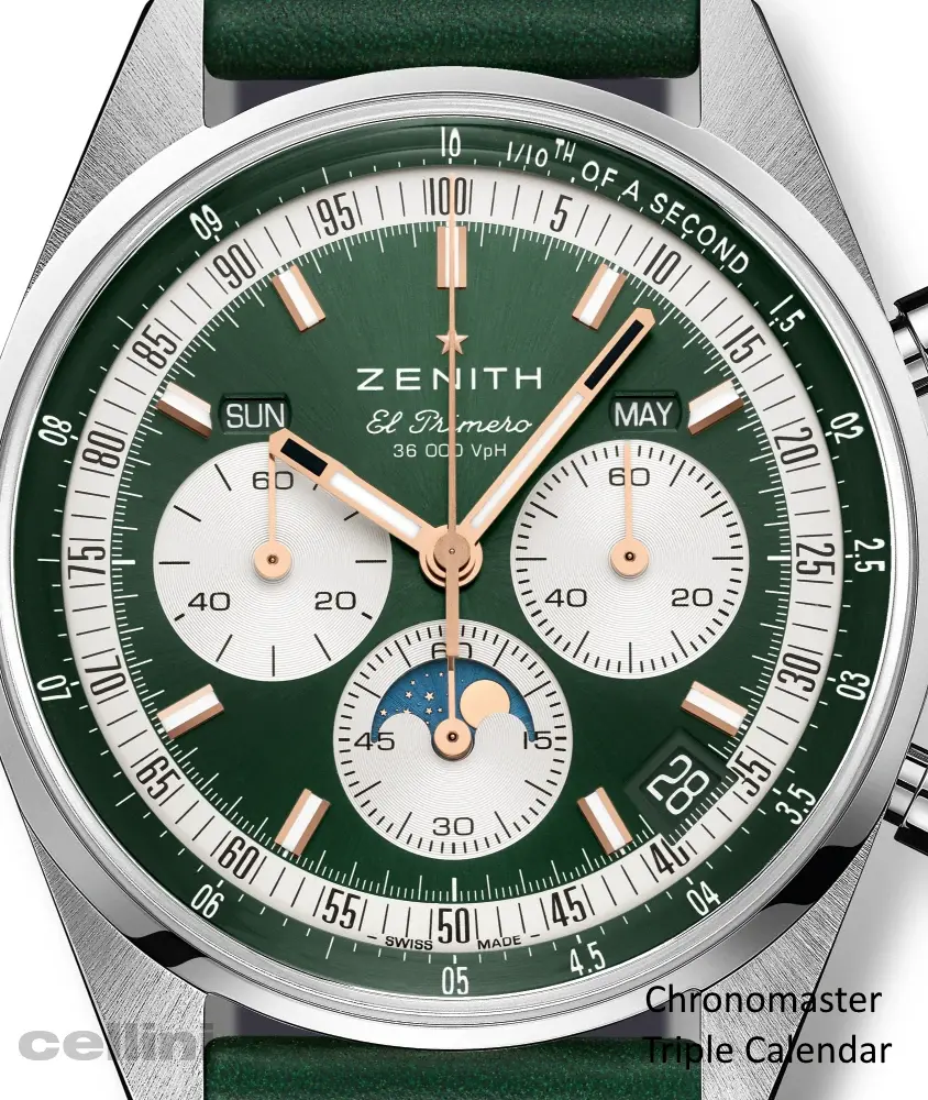 cellini Chronomaster Original Triple Calendar – Olive green-toned sunray-patterned dial