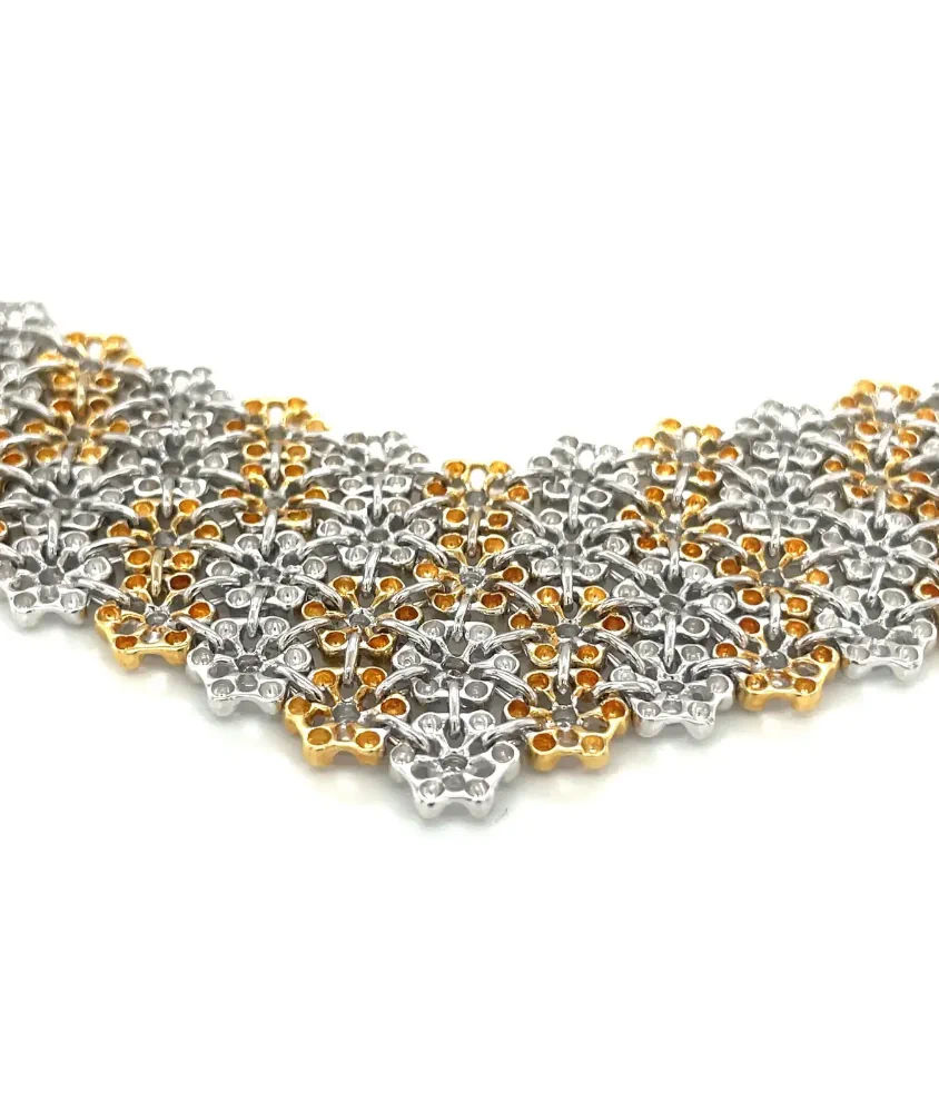 Cellini Damiani 18KT Yellow And White Gold Bib Diamond Necklace