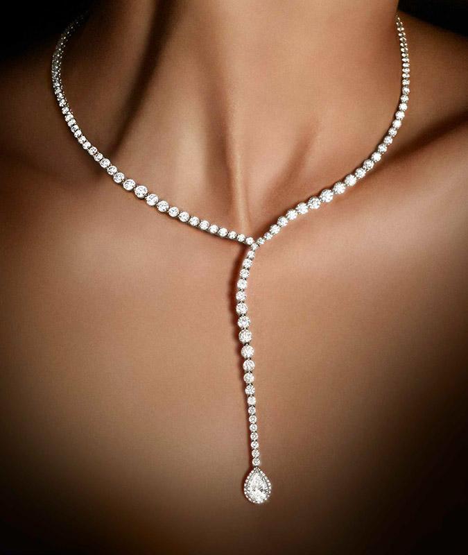 cellini Diamond Cascade Necklace with Pear-Shaped Diamond Drop