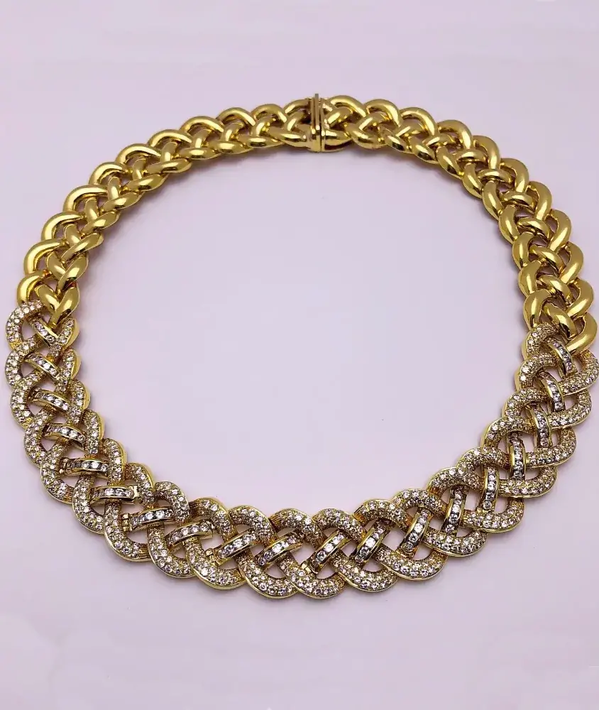 cellini Diamond Yellow Gold Braided Collar Necklace