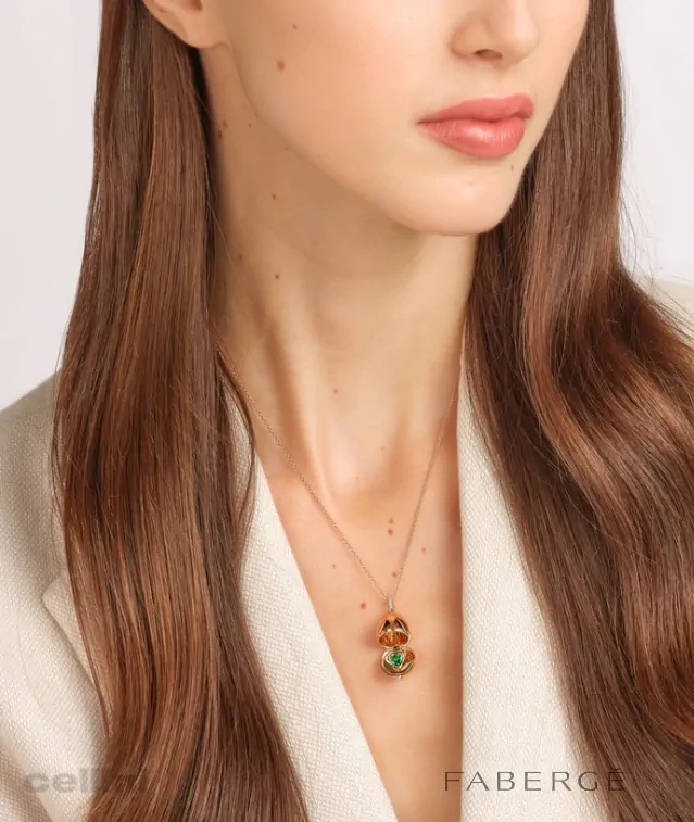 Cellini Essence Rose Gold Emerald Heart Surprise Locket