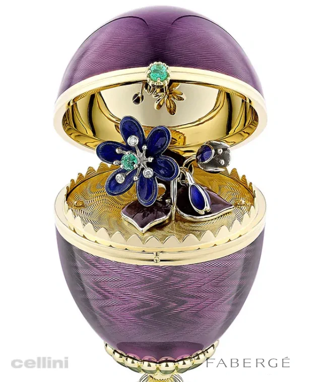 cellini Heritage Limited Edition Guilloché Enamel Anemone Surprise Egg