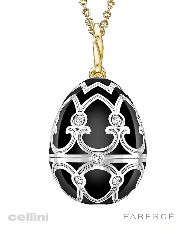 Cellini Heritage White Gold Diamond And Black Enamel Penguin Surprise Locket