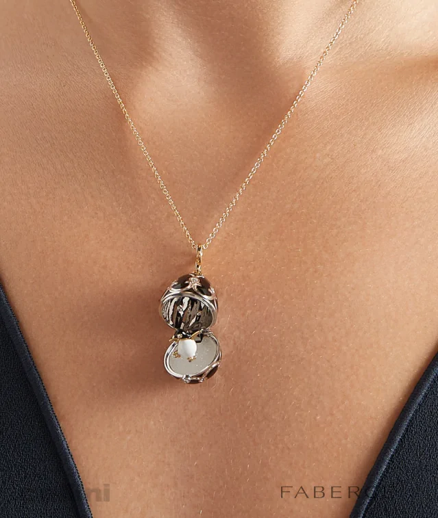 Cellini Heritage White Gold Diamond And Black Enamel Penguin Surprise Locket